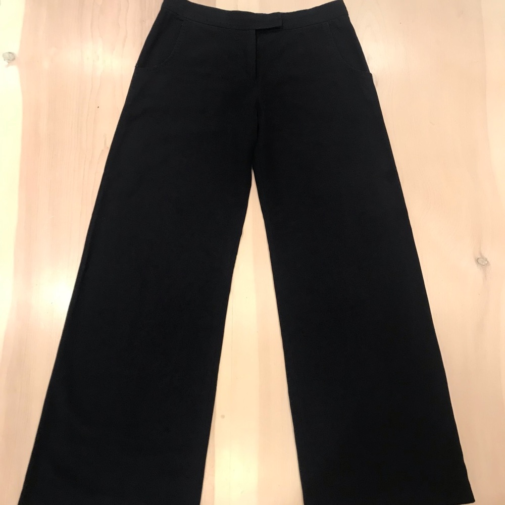 STELLA MCCARTNEY WIDE LEG, LOW-RISE CROPPED NAVY BLUE PANTS, EU SIZE 38, US 4
